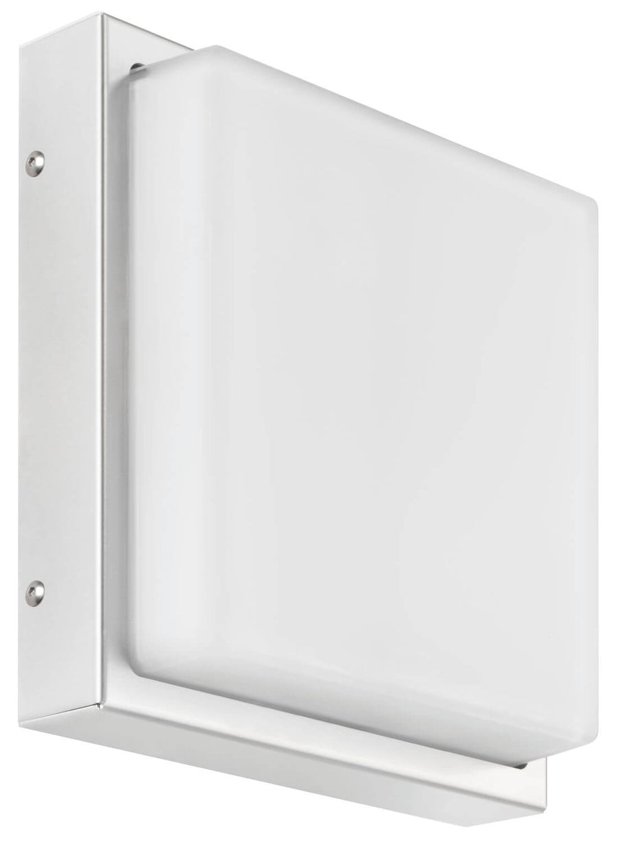 Profil du boîtier carré en inox avec vis apparentes et épaisseur du diffuseur