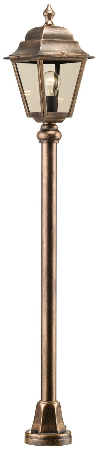 Détail du sommet mouluré avec pointe et ampoule visible à l'intérieur