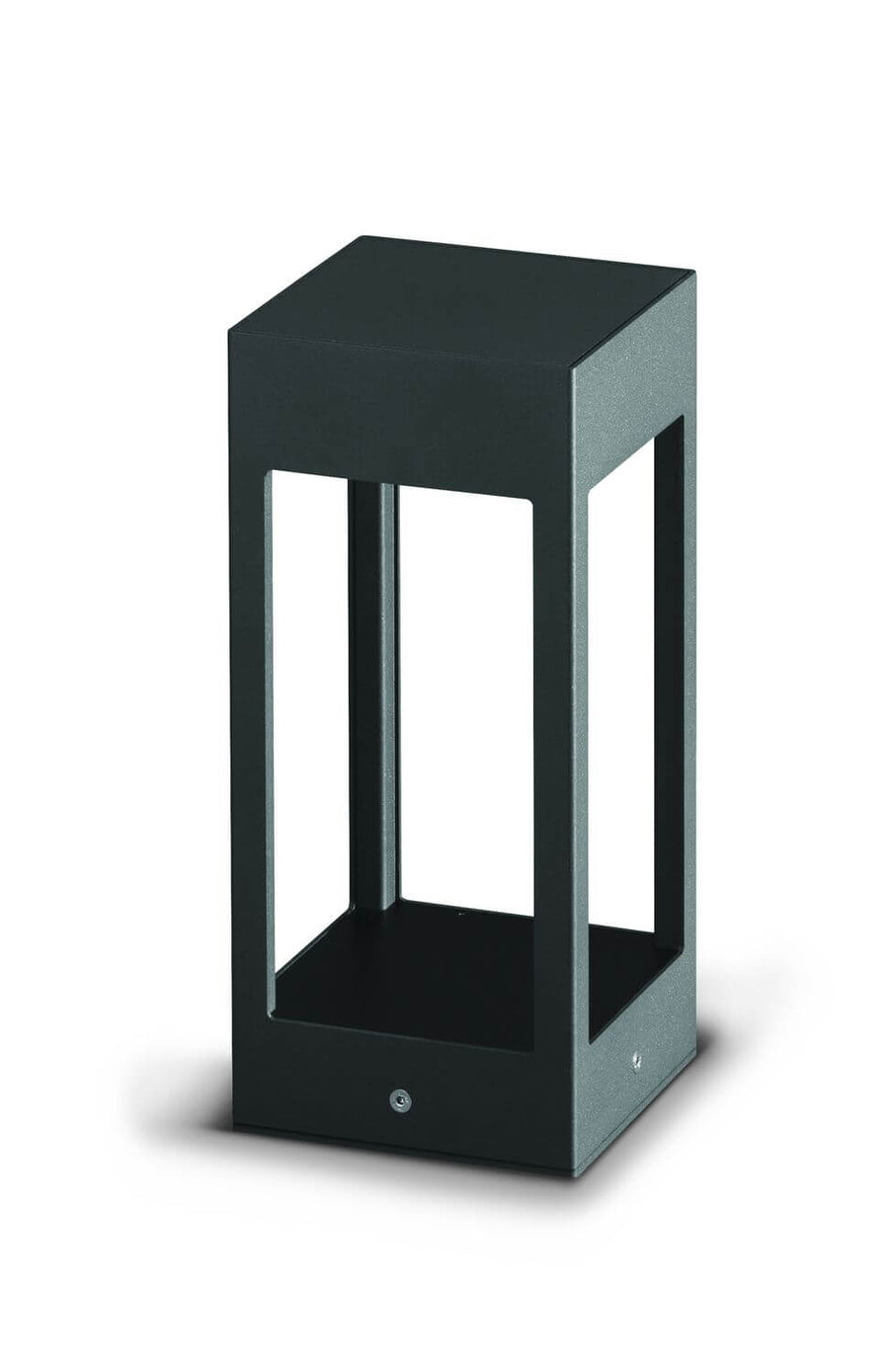 Vue de trois quarts du luminaire, montrant cadre ouvert et vis de fixation