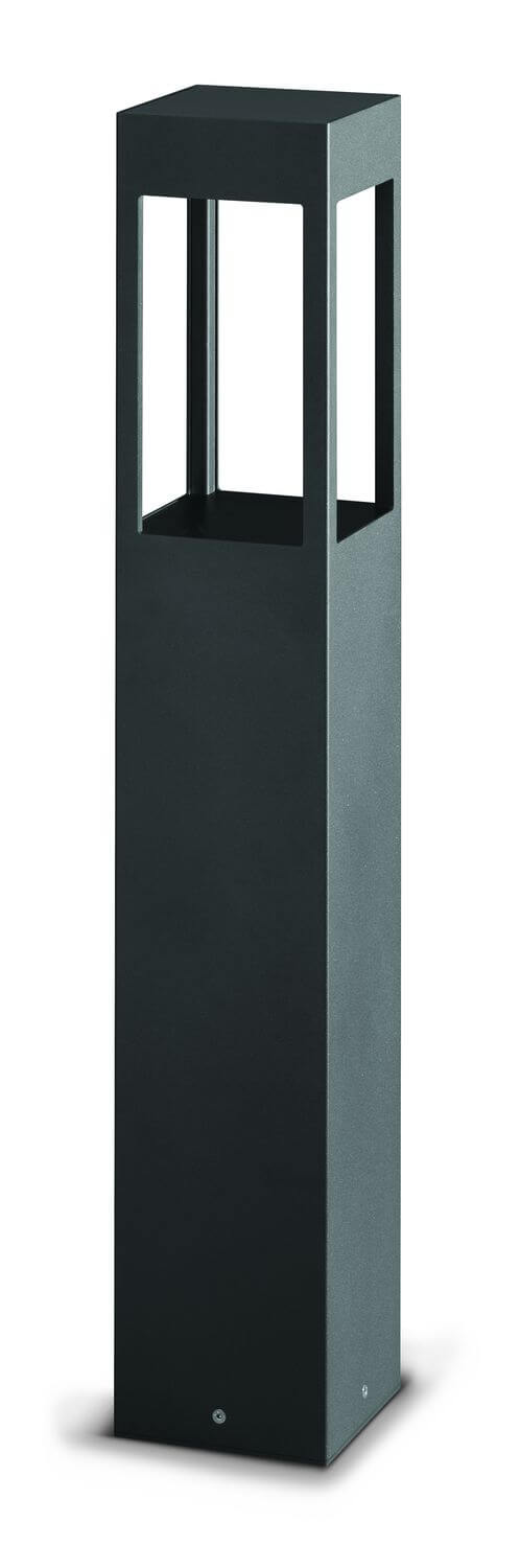 Vue de face du luminaire entier sur fond blanc, structure rectangulaire anthracite