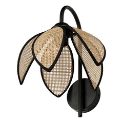 Applique murale Rattan Lotus marron et beige