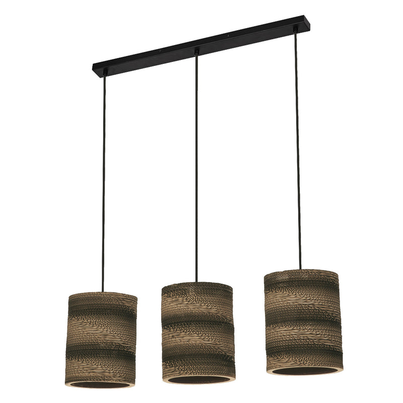 Suspension Cardboard Cylinder marron, 3 lumières