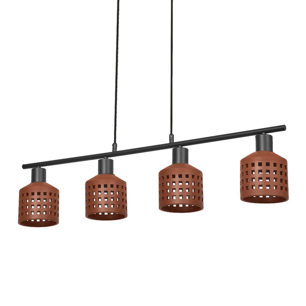Suspension Clay Windows marron, 4 lumières