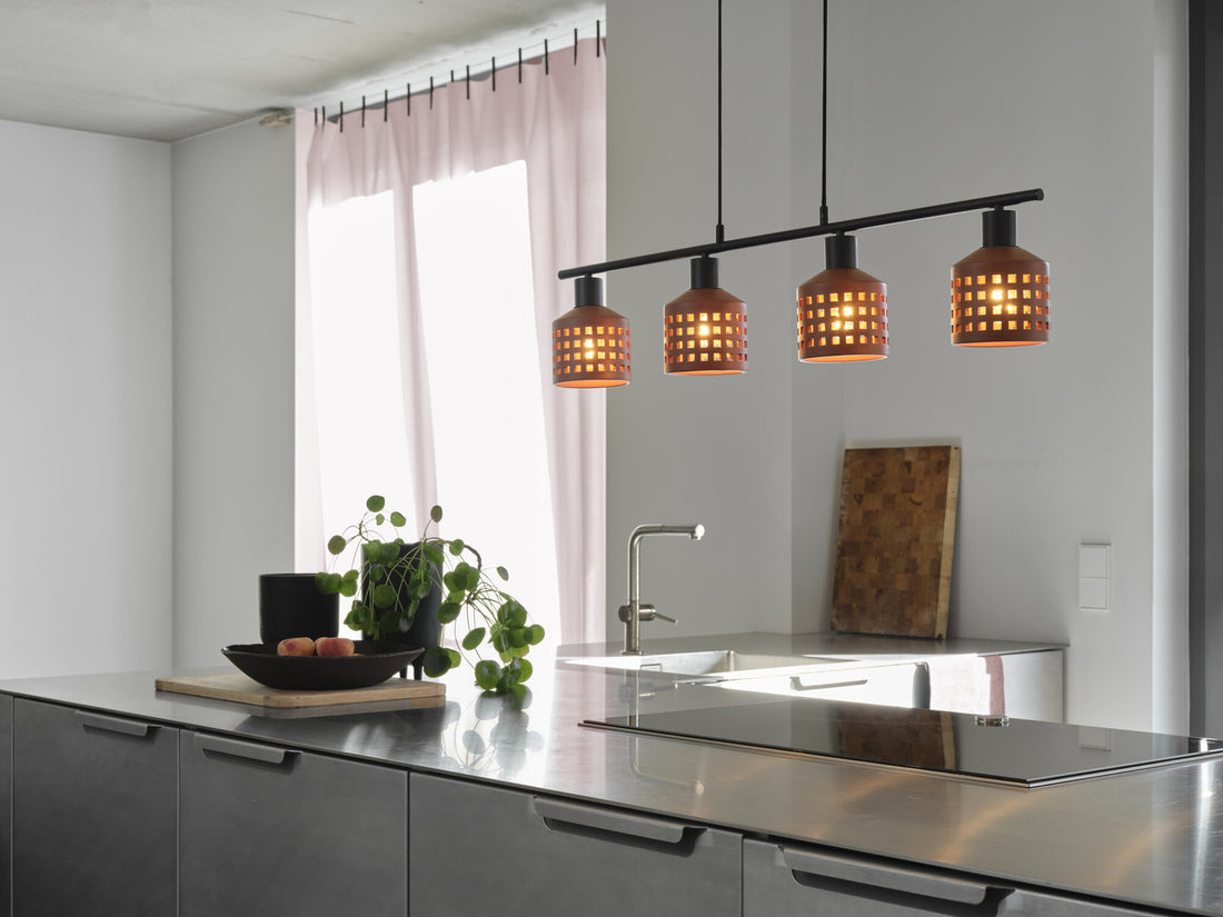 Suspension Clay Windows marron, 4 lumières
