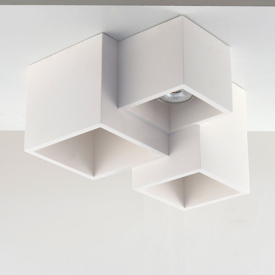 Plafonnier Foster blanc, plâtre, L 24 cm (I-FOSTER-PL3)