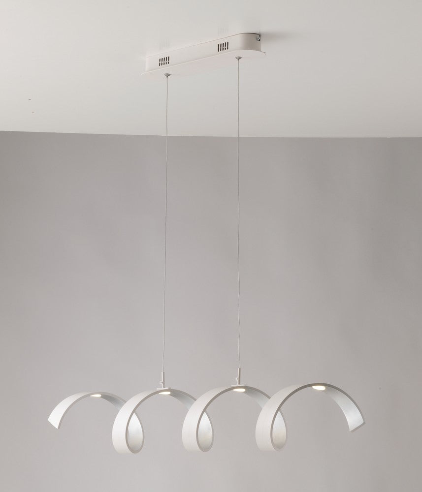 Suspension Helix blanche et argentée, H 120 cm
