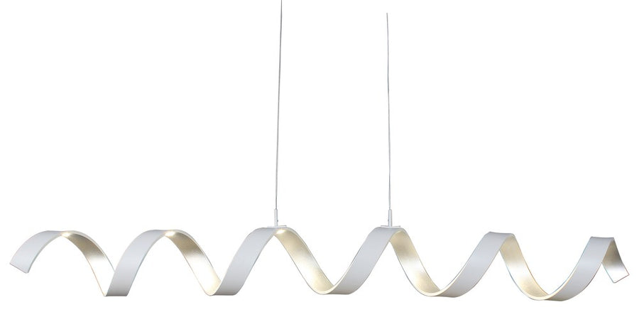 Produit seul de face sur fond blanc, spirale blanche allumée et câbles