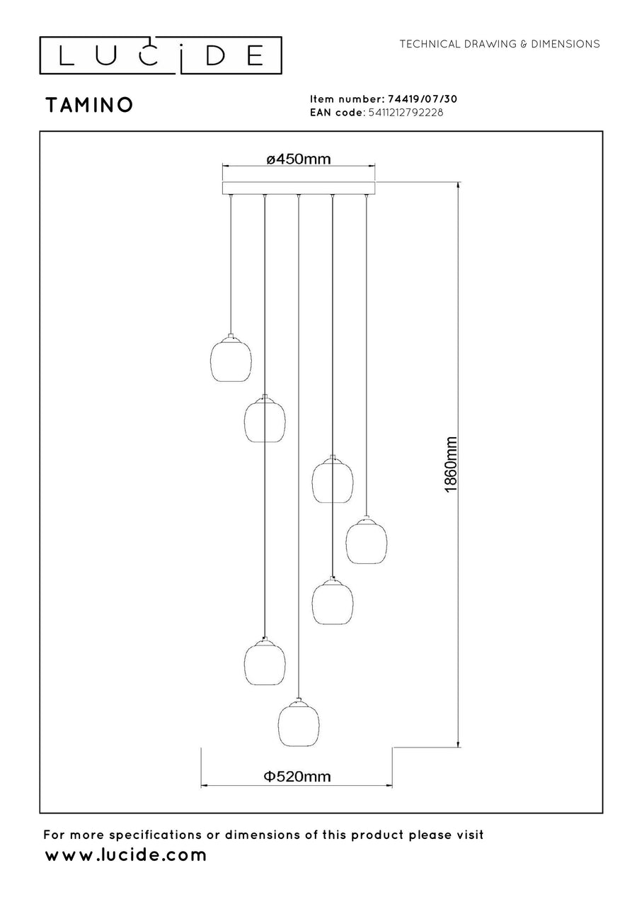 Suspension Tamino noire, verre