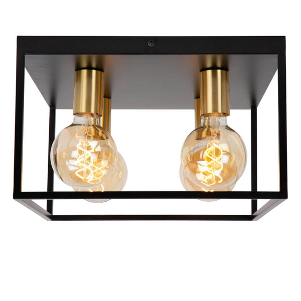 Plafonnier Ruben 4 lumières noir et doré mat, L 36 cm