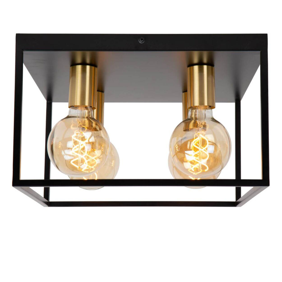 Plafonnier Ruben 4 lumières noir et doré mat, L 36 cm