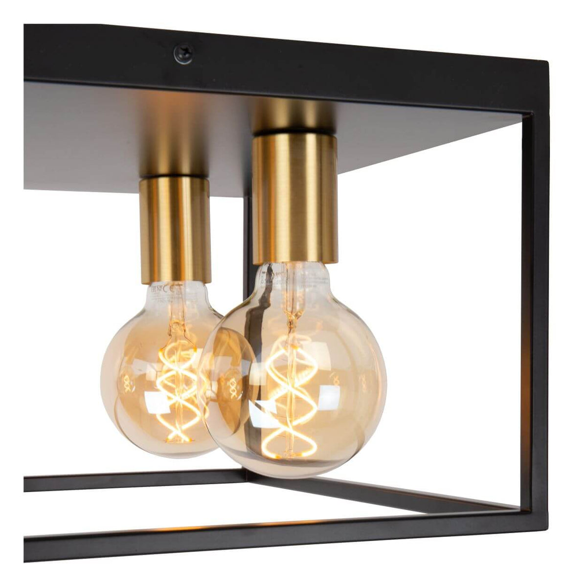 Plafonnier Ruben 4 lumières noir et doré mat, L 36 cm