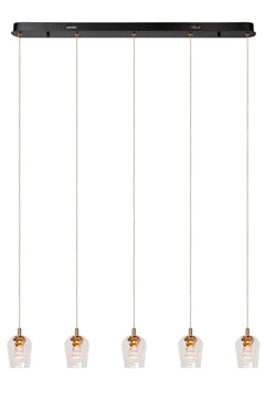 Suspension Berliane transparente, verre, L 93 cm