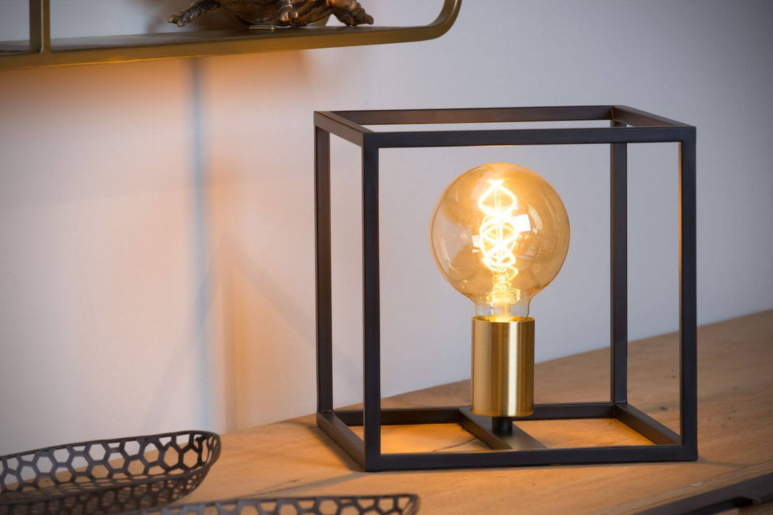Lampe à poser Ruben noire et dorée mat