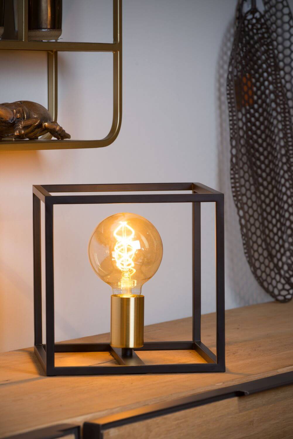 Lampe à poser Ruben noire et dorée mat