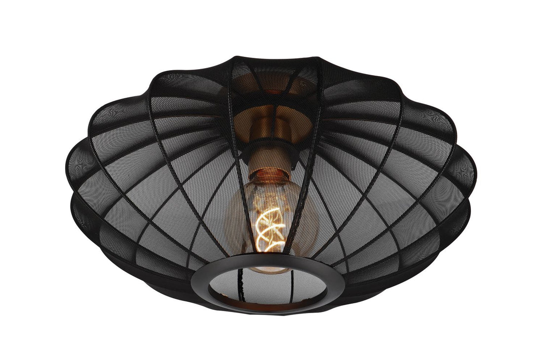 Plafonnier Corina noir et doré mat, tissu