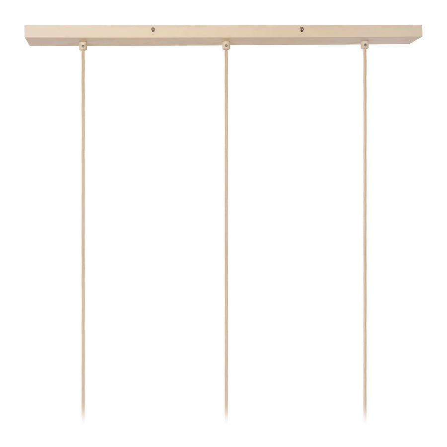 Vue du dessous de la platine de fixation beige avec trois sorties de câbles.