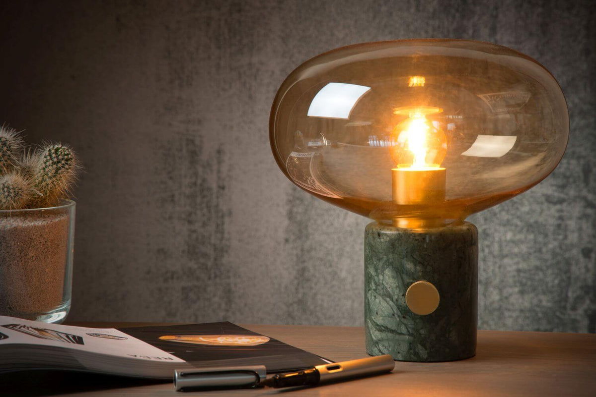 Lampe à poser Charlize ambrée et verte, verre