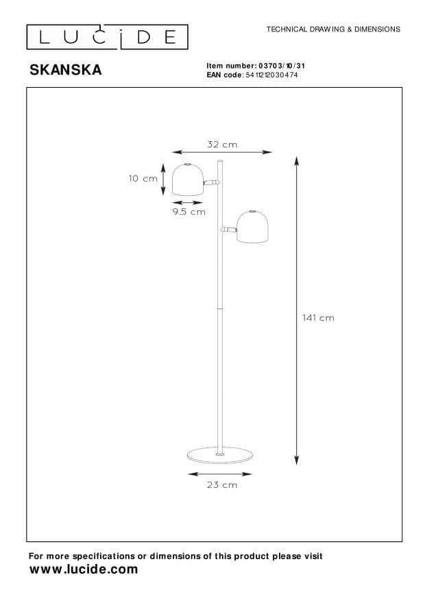 Lampadaire Skanska blanc