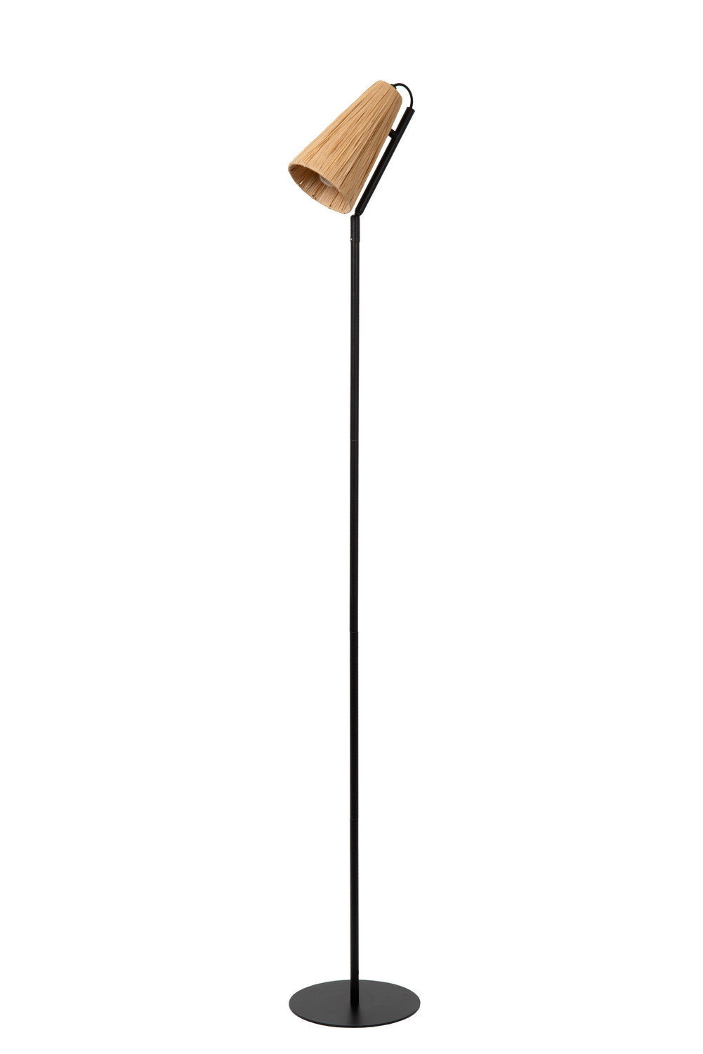 Lampadaire Bensen noir, rotin