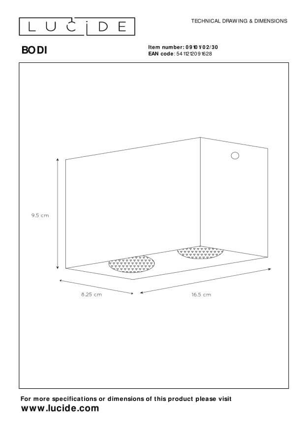 Plafonnier Bodi 2 lumières noir
