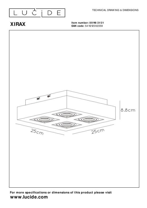 Plafonnier Xirax 4 lumières blanc et noir