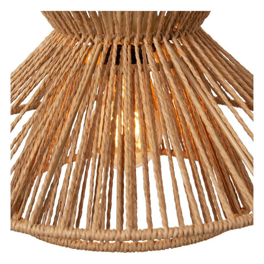 Suspension Tasman 3 lumières bois clair et dorée mat, papier