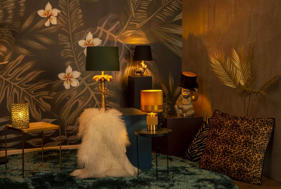 Lampe à poser Extravaganza Velvet noire et grise, coton