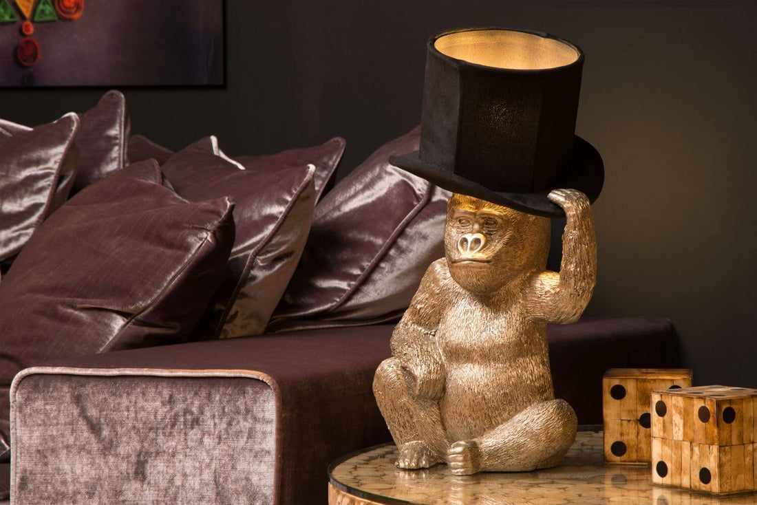 Lampe à poser Extravaganza Gust noire et dorée, coton