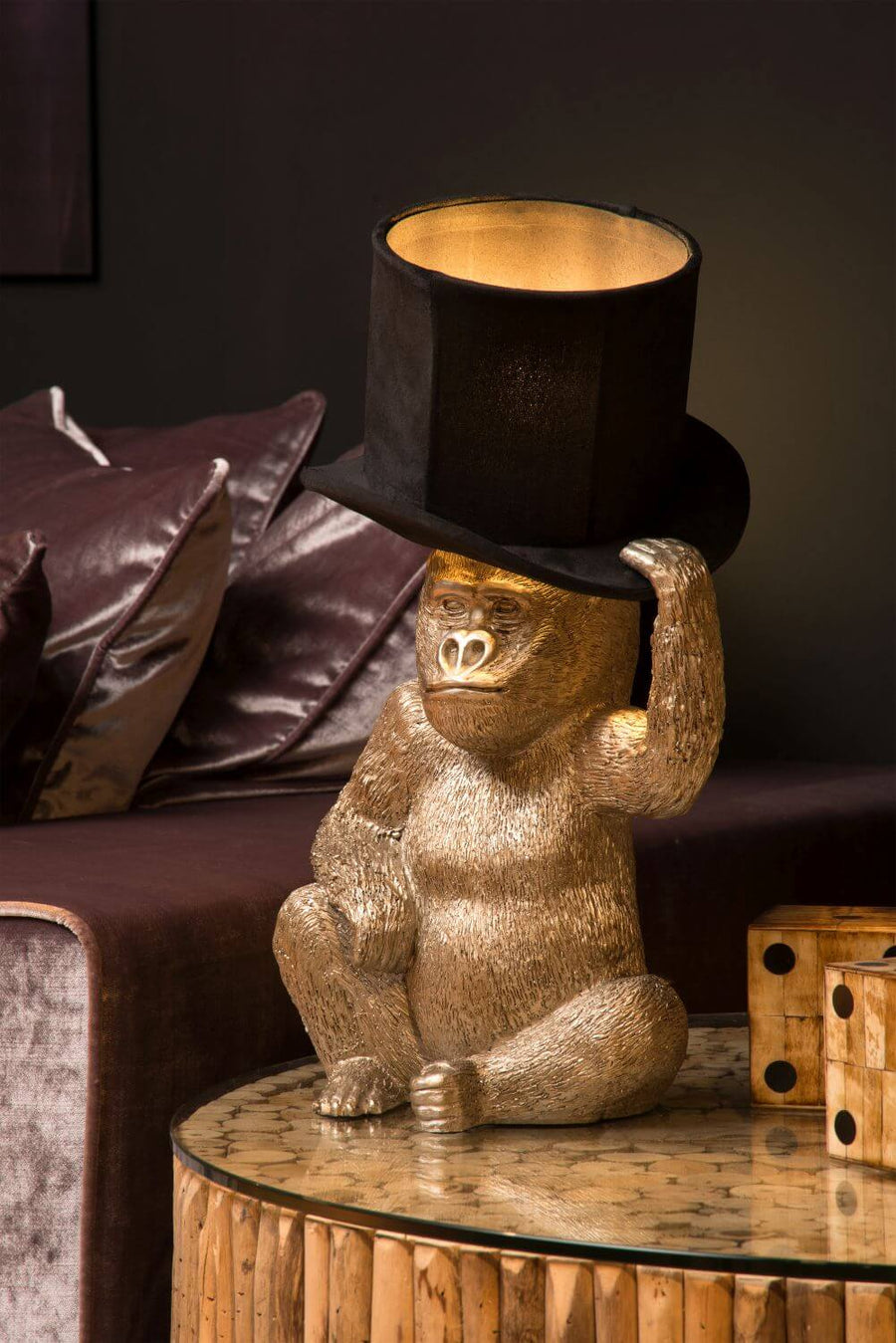 Lampe à poser Extravaganza Gust noire et dorée, coton