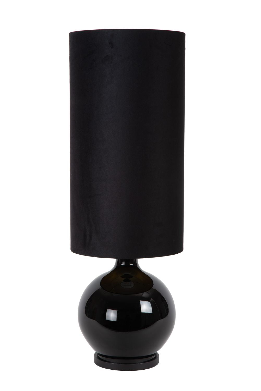 Silhouette entière du lampadaire sur fond blanc, abat-jour cylindrique et pied rond