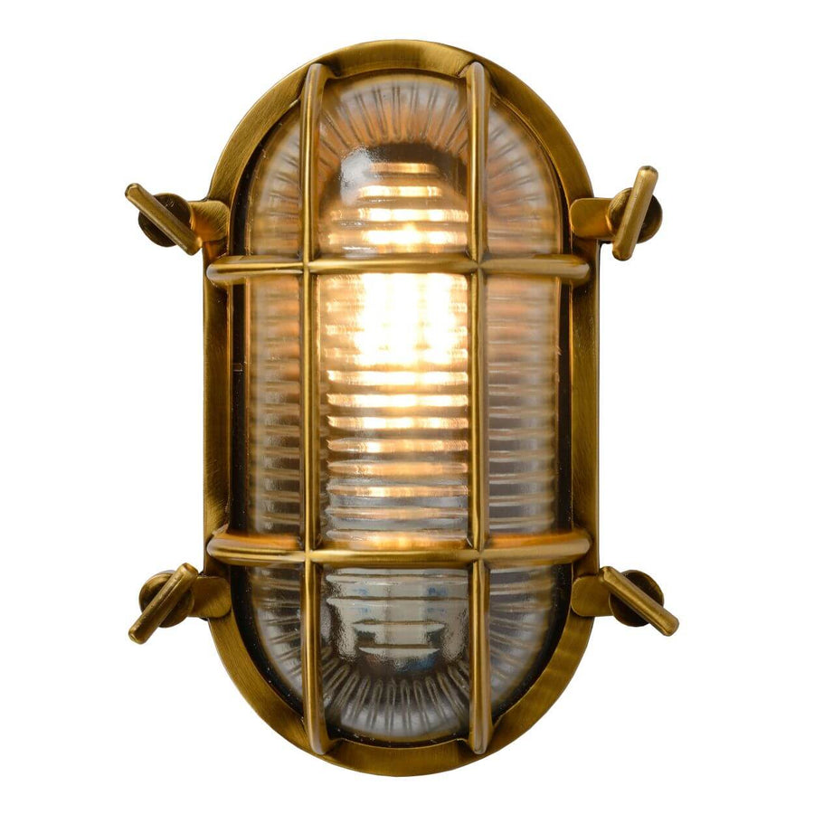 Applique extérieure Dudley dorée mat, verre