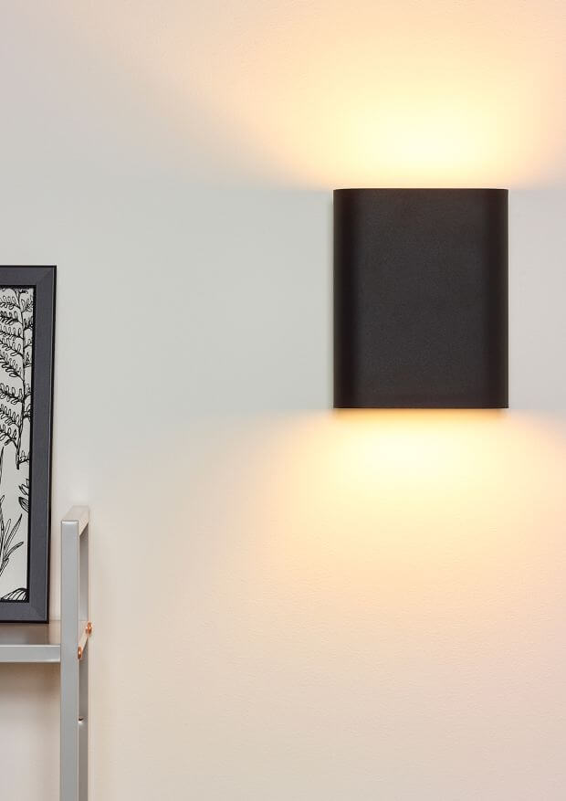 Applique murale Ovalis 2 lumières noire et dorée mat
