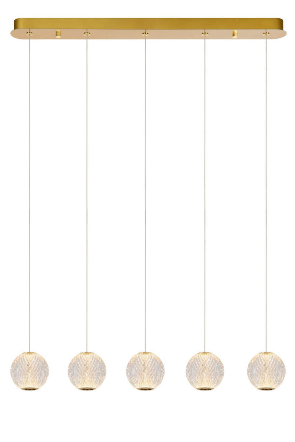 Suspension Cintra transparente et dorée mat, L 84 cm