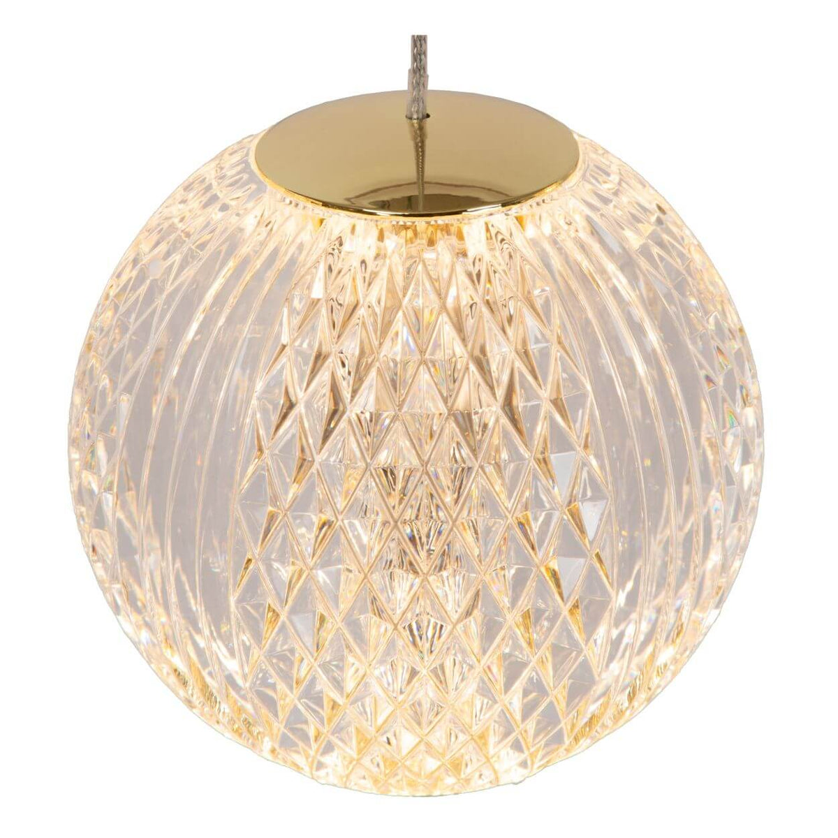 Suspension Cintra transparente et dorée mat, L 84 cm