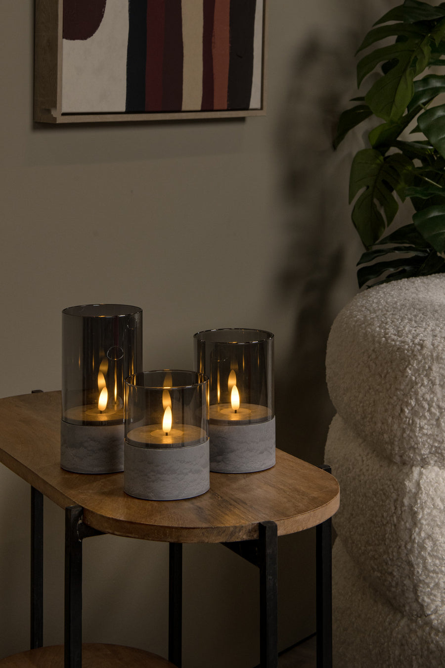Lampe à poser Velas fumée, verre