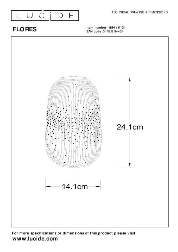 Lampe à poser Flores blanche, porcelaine, H 24,1 cm