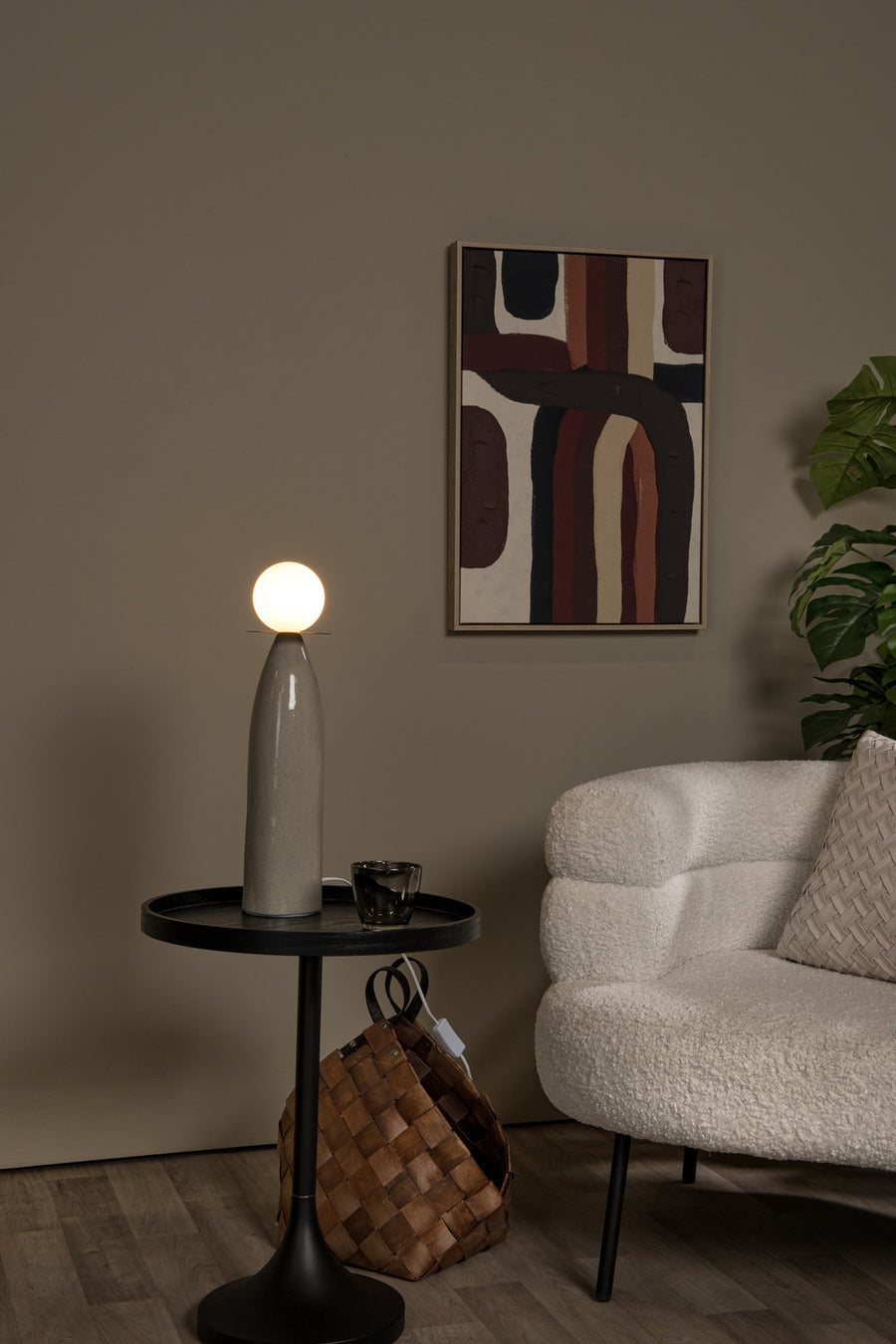 Lampe à poser Figaro grise, verre, H 48,8 cm