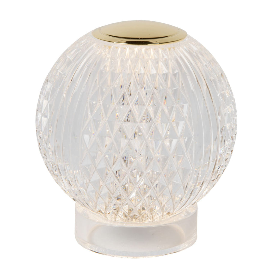 Lampe à poser Cintra transparente et dorée mat, Ø 9 cm