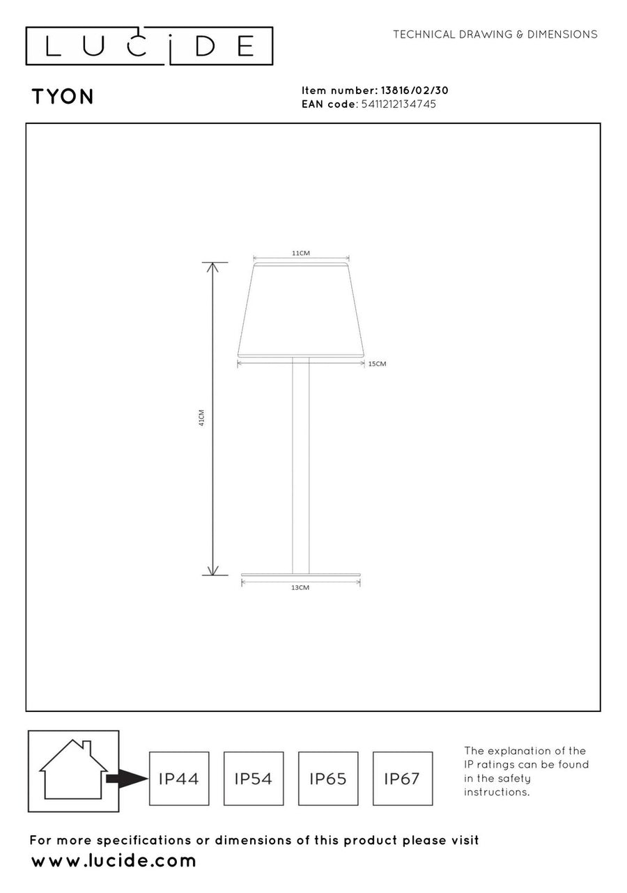Lampe extérieure Tyon dorée mat et opale (13816/02/30)