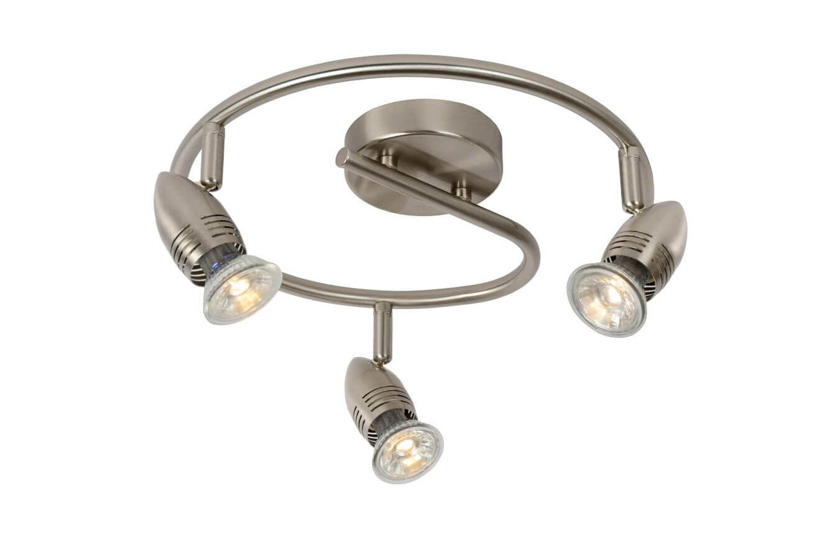 Produit seul sur fond blanc, trois spots orientables montés sur un cercle métallique