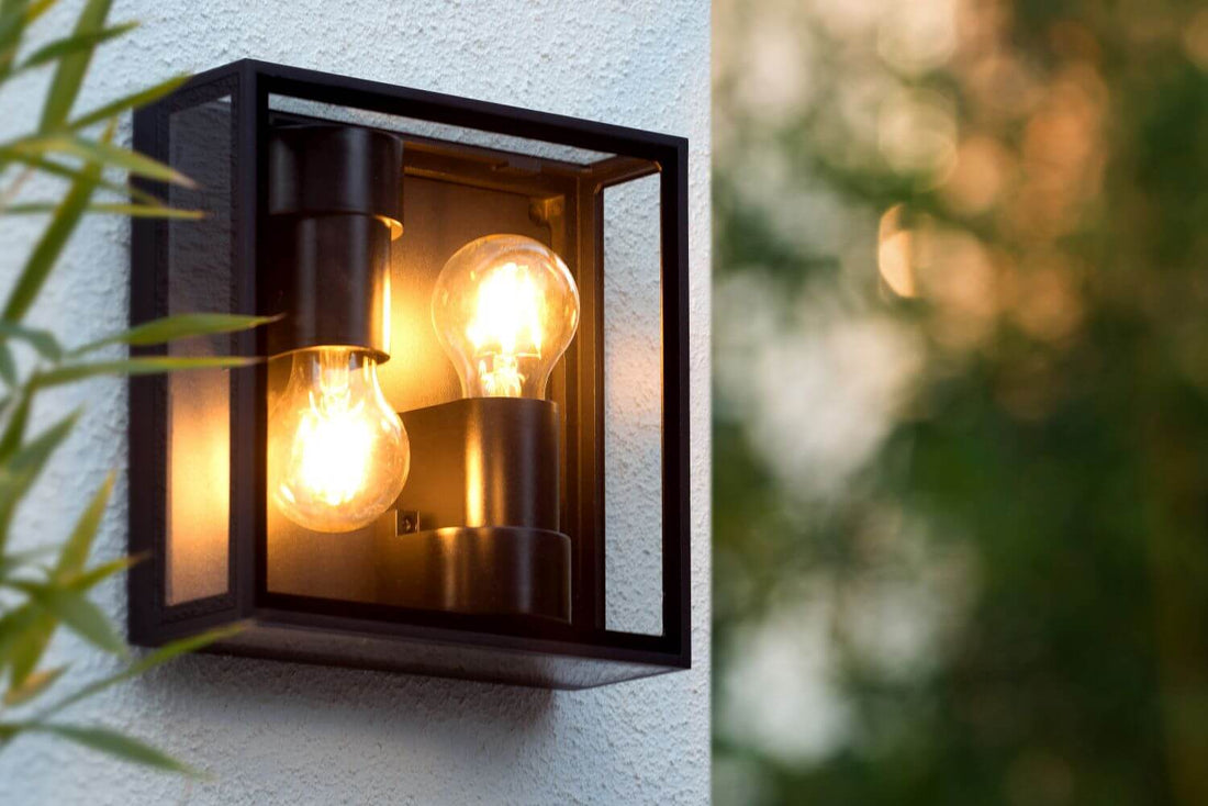 Plafonnier extérieur Dukan 2 lumières noir, verre