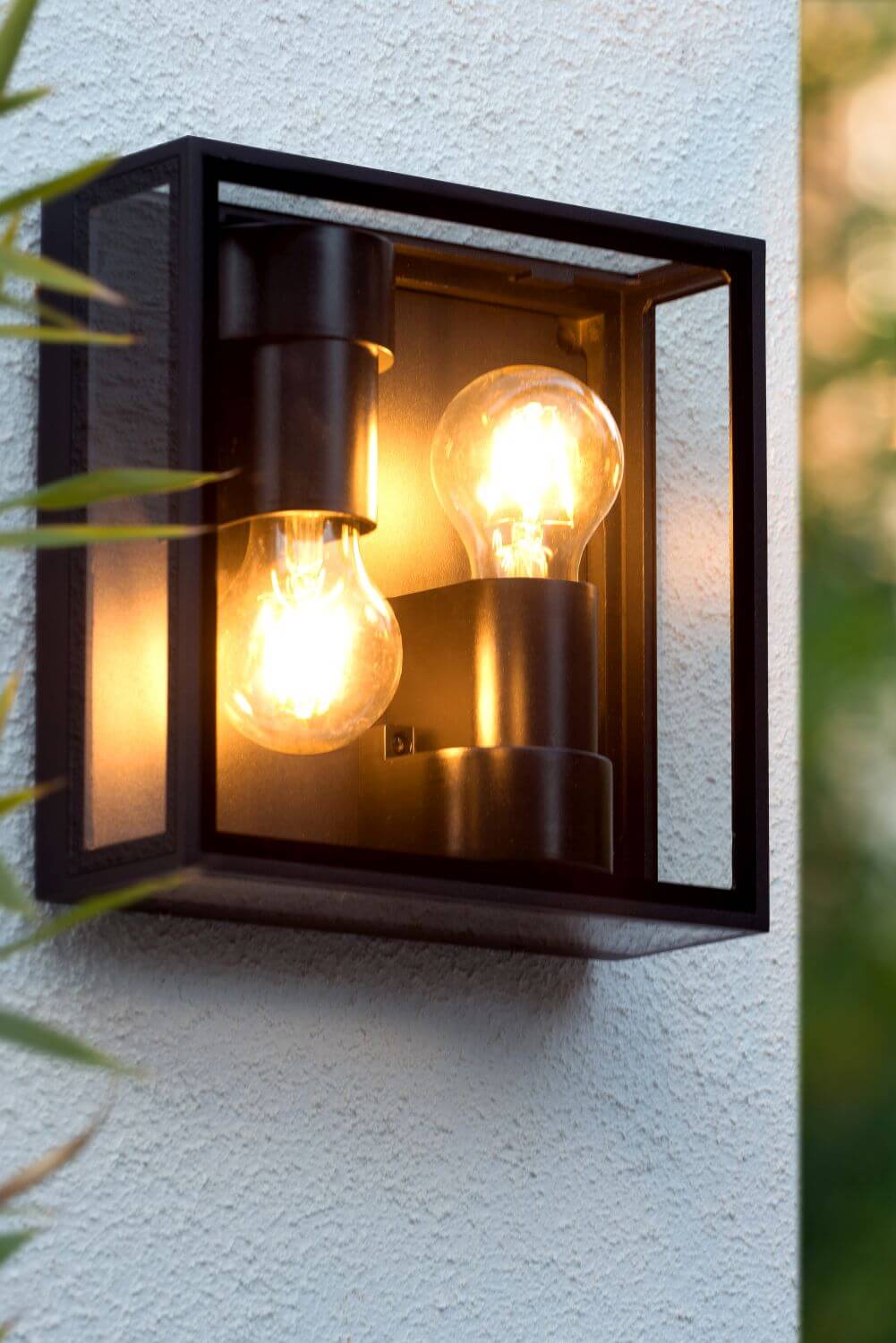 Plafonnier extérieur Dukan 2 lumières noir, verre