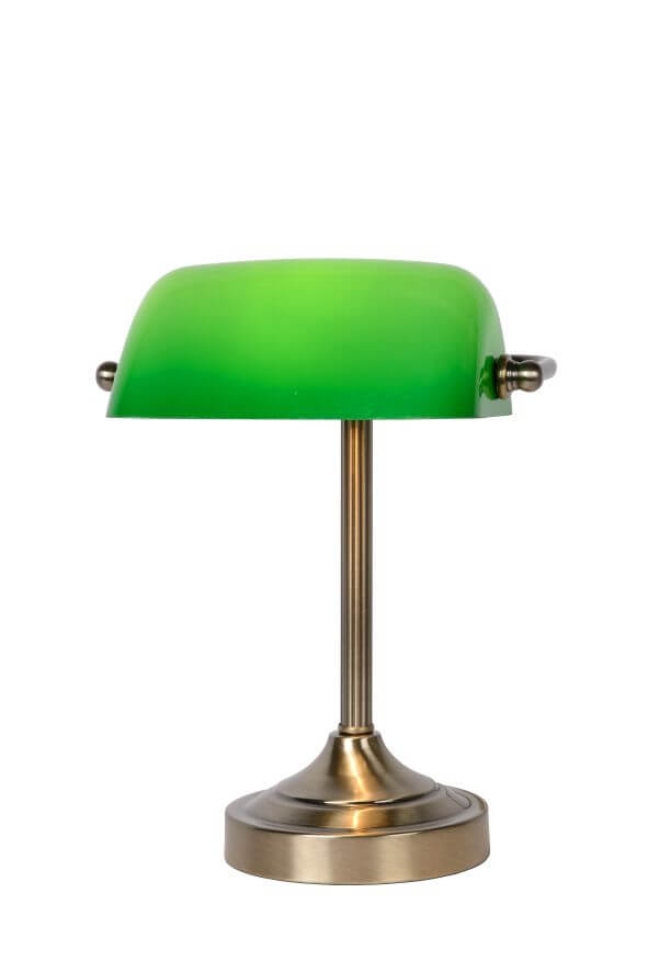Lampe de bureau Banker bronze et verte, verre