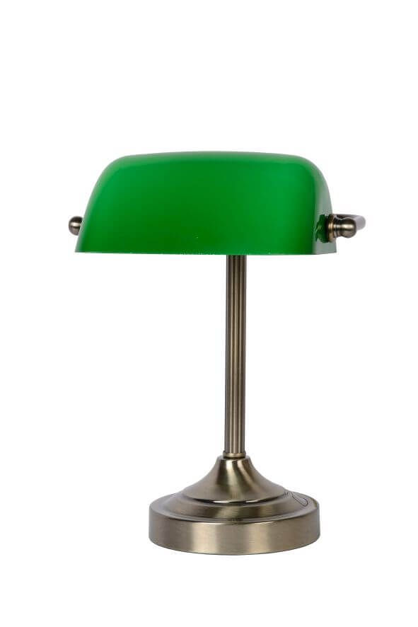 Lampe de bureau Banker bronze et verte, verre