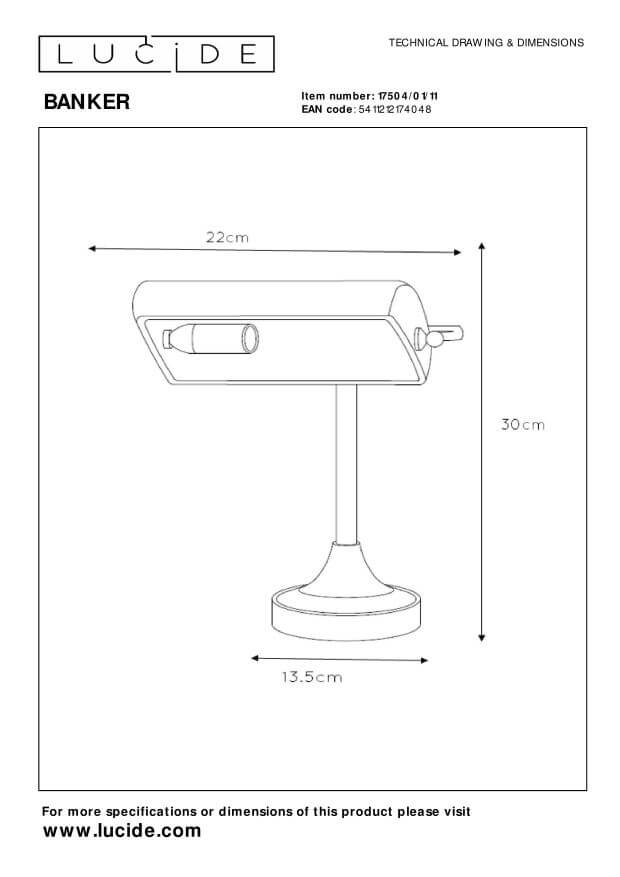 Lampe de bureau Banker chromée et blanche, verre