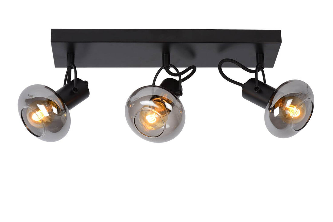 Plafonnier Madee 3 lumières noir et fumé, verre