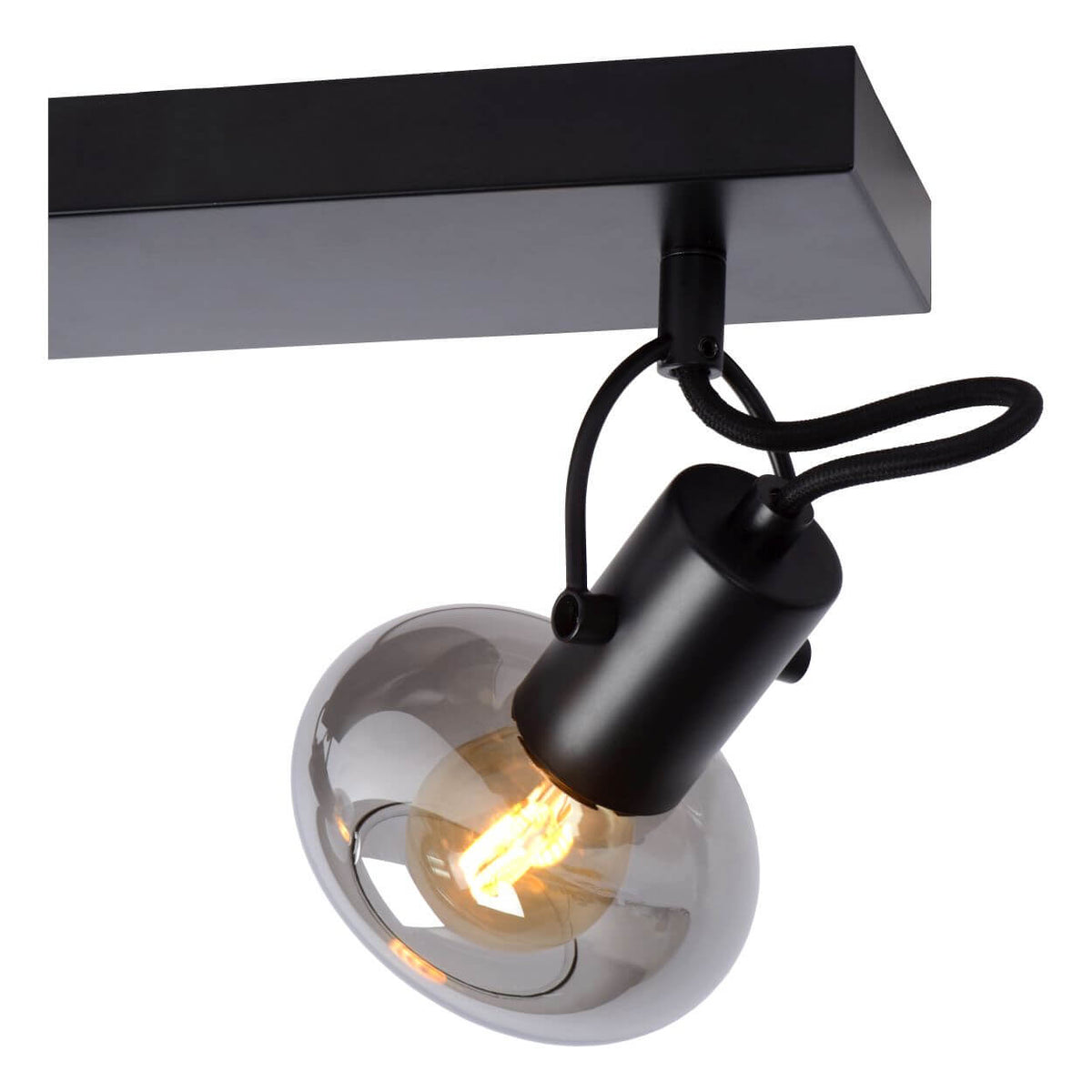 Plafonnier Madee 3 lumières noir et fumé, verre