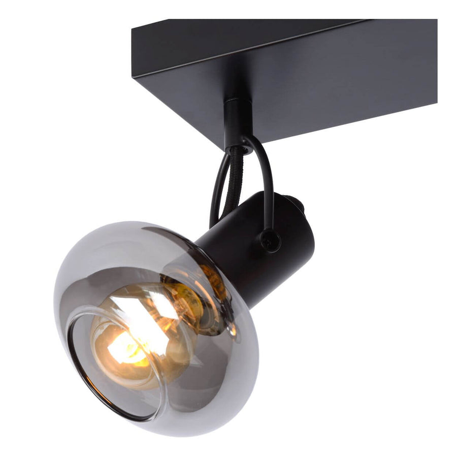 Plafonnier Madee 3 lumières noir et fumé, verre