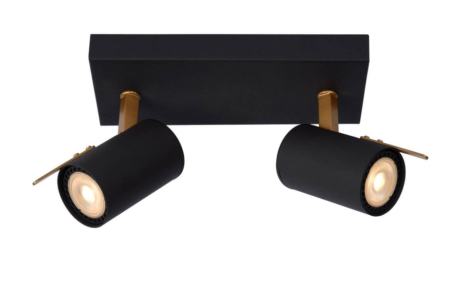 Plafonnier Grony 2 lumières noir et doré mat