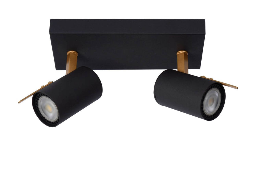 Plafonnier Grony 2 lumières noir et doré mat